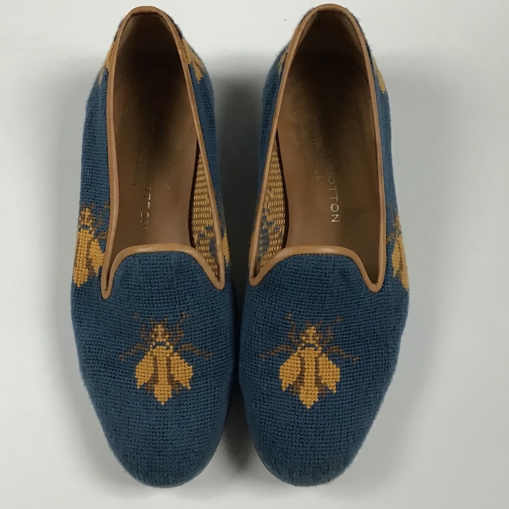 Stubbs + Wootton Classic Blue Bee Flats 7B